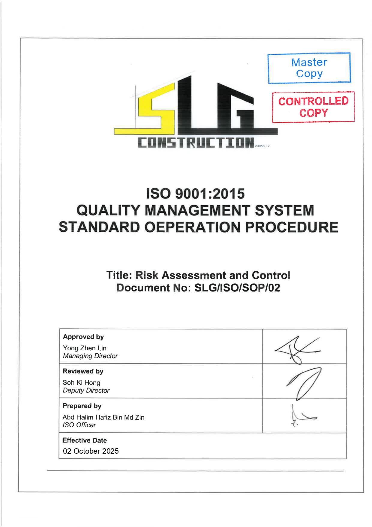 SLG-PRO-SOP Page 1